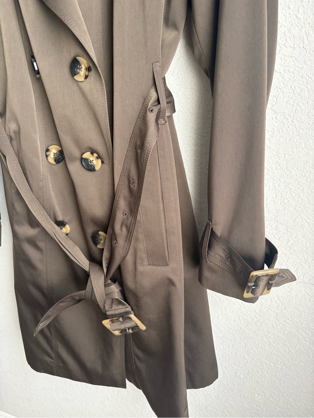 London Fog Rich Chocolate Brown Double Breasted Belted Trench Coat Large - Picture 8 of 11
